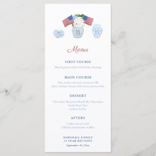 Elegant All-American Formal Luncheon Party Menu (Voorkant)