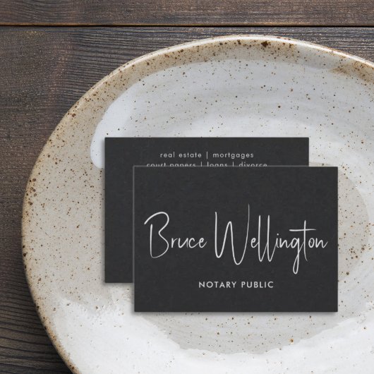 Elegant All Black Signature Script Notional Attorn Visitekaartje