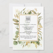 Elegant All-in-1 Greenery Gold Leaves Wedding Kaart (Achterkant)