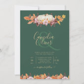 ELEGANT All-in-1 Herfst Pumpkin Green Gold Wedding Kaart (Voorkant)