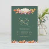 ELEGANT All-in-1 Herfst Pumpkin Green Gold Wedding Kaart (Staand voorkant)