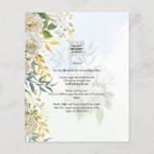 Elegant All-in-1 White Roses Botanical Wedding Flyer (Achterkant)