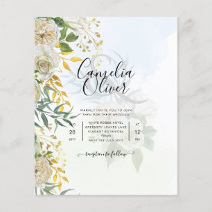 Elegant All-in-1 White Roses Botanical Wedding Flyer