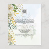 Elegant All-in-1 White Roses Botanical Wedding Flyer (Achterkant)