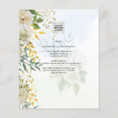 Elegant All-in-1 White Roses Botanical Wedding Flyer (Achterkant)