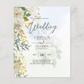 Elegant All-in-1 White Roses Botanical Wedding Flyer (Voorkant)