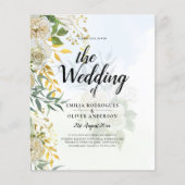 Elegant All-in-1 White Roses Botanical Wedding Flyer (Voorkant)