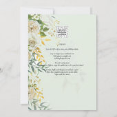 Elegant All-in-1 White Roses Botanical Wedding Inv Kaart (Achterkant)