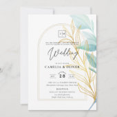 Elegant All-in-1 Zee Glass Blauwgroen Gold Leaf We Kaart (Voorkant)