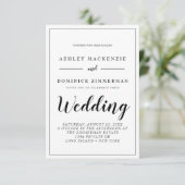 Elegant all in one Black Script Weddenschap Invita Kaart (Staand voorkant)