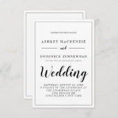 Elegant all in one Black Script Weddenschap Invita Kaart (Voorkant / Achterkant)