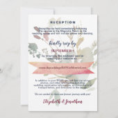 Elegant all in one Bourgogne Navy Roos Gold Wedden Kaart (Achterkant)