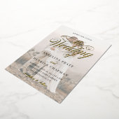 Elegant All in One Custom Photo Calligraphy Gold Folie Uitnodiging (Gedraaid)