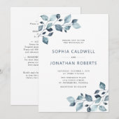 Elegant All in One Dusty Blue Eucalyptus Wedding Kaart (Voorkant / Achterkant)