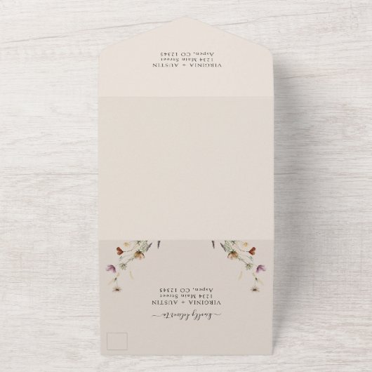 Elegant All in One Wedding Invite All In One Uitnodiging (Buitenkant)