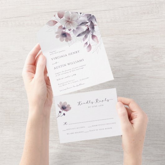 Elegant All in One Wedding Invite All In One Uitnodiging (Afscheurbaar)