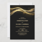 Elegant All in One Zwarte Gouden Trouwring Kaart (Voorkant)