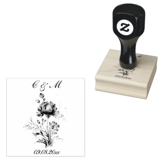 Elegant Alle Blauwe Chrysanten Bruiloft Rubberstempel (Gestempeld)