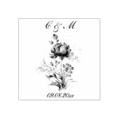 Elegant Alle Blauwe Chrysanten Bruiloft Rubberstempel (Afrduk)