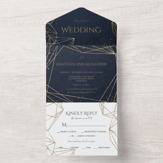 Elegant allemaal in één bruiloft nodigt uit. all in one uitnodiging (Binnen)