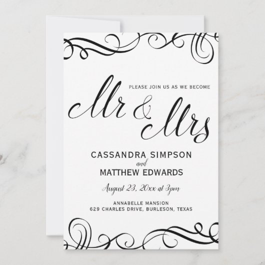 Elegant alles in één bruiloft uitnodigingen | Zwar (Voorkant)