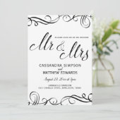 Elegant alles in één bruiloft uitnodigingen | Zwar (Staand voorkant)