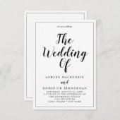 Elegant alles in één weduwzwart script geborduurd kaart (Voorkant / Achterkant)