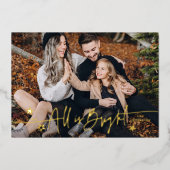 Elegant alles is helder script kerstfoto folie feestdagenkaart (Voorkant)