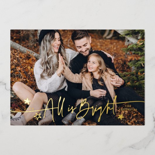 Elegant alles is helder script kerstfoto folie feestdagenkaart (Voorkant)