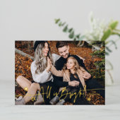 Elegant alles is helder script kerstfoto folie feestdagenkaart (Staand Voorkant)