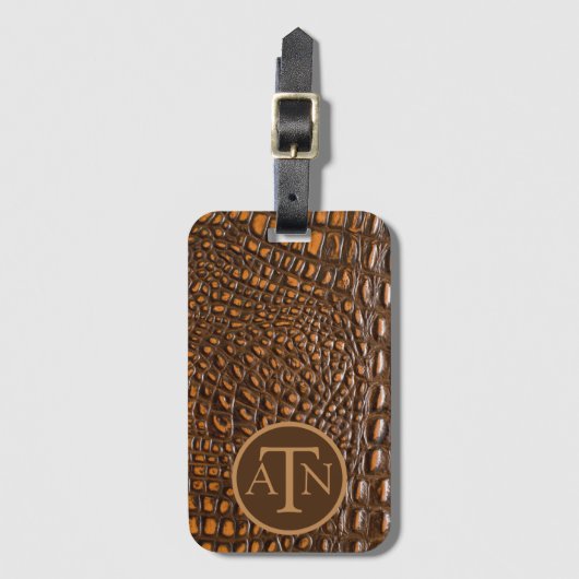Elegant Alligator Skin Monogram Bagagelabel (Voorkant (verticaal))