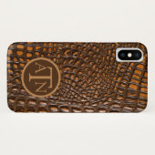 Elegant Alligator Skin Monogram Case-Mate iPhone Case (Achterkant (horizontaal))