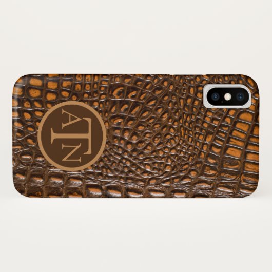 Elegant Alligator Skin Monogram Case-Mate iPhone Case (Achterkant (horizontaal))