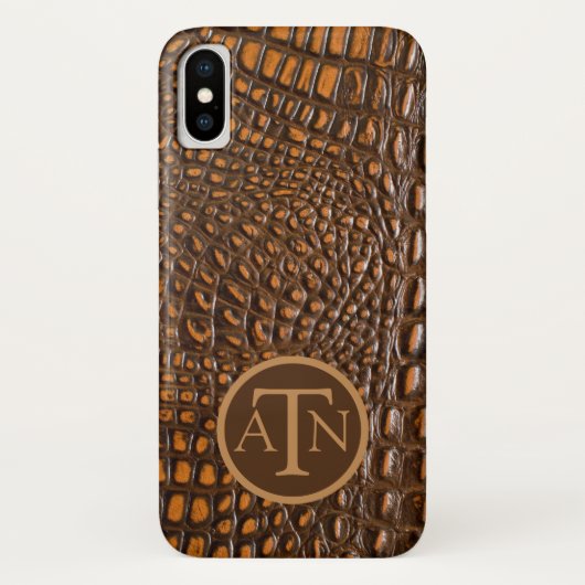 Elegant Alligator Skin Monogram Case-Mate iPhone Case (Achterkant)