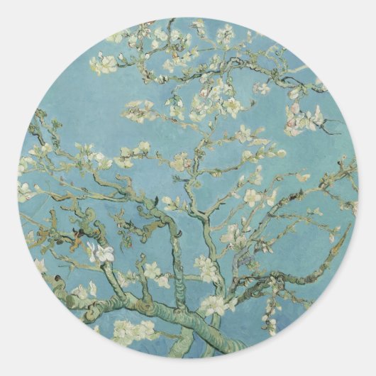 Elegant "Almond Blossom"-boom Ronde Sticker (Voorkant)