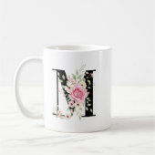 Elegant Alphabet Coffee Cup with Pink Rose Design Koffiemok (Links)