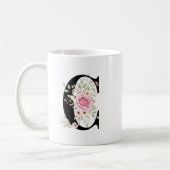 Elegant Alphabet Coffee Cup with Pink Rose Design Koffiemok (Links)