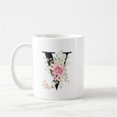 Elegant Alphabet Coffee Cup with Pink Rose Design Koffiemok (Links)