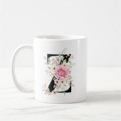 Elegant Alphabet Coffee Cup with Pink Rose Design Koffiemok (Links)