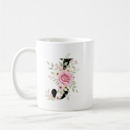 Elegant Alphabet Coffee Cup with Pink Rose Design Koffiemok