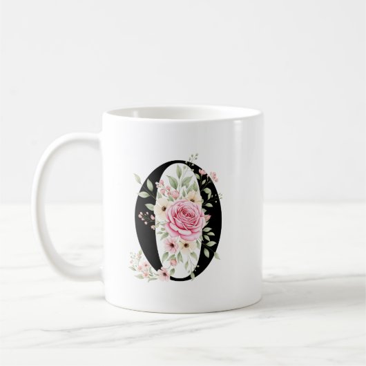 Elegant Alphabet Coffee Cup with Pink Rose Design Koffiemok (Links)