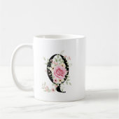 Elegant Alphabet Coffee Cup with Pink Rose Design Koffiemok (Links)