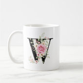 Elegant Alphabet Coffee Cup with Pink Rose Design Koffiemok (Links)