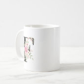 Elegant Alphabet Coffee Cup with Pink Rose Design Koffiemok (Voorkant links)