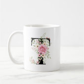 Elegant Alphabet Coffee Cup with Pink Rose Design Koffiemok (Links)