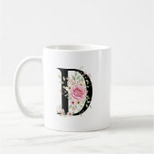 Elegant Alphabet Coffee Cup with Pink Rose Design Koffiemok (Links)