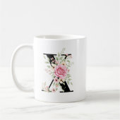 Elegant Alphabet Coffee Cup with Pink Rose Design Koffiemok (Links)