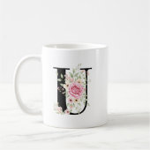 Elegant Alphabet Coffee Cup with Pink Rose Design Koffiemok (Links)
