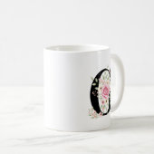 Elegant Alphabet Coffee Cup with Pink Rose Design Koffiemok (Voorkant rechts)