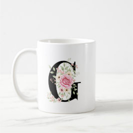 Elegant Alphabet Coffee Cup with Pink Rose Design Koffiemok